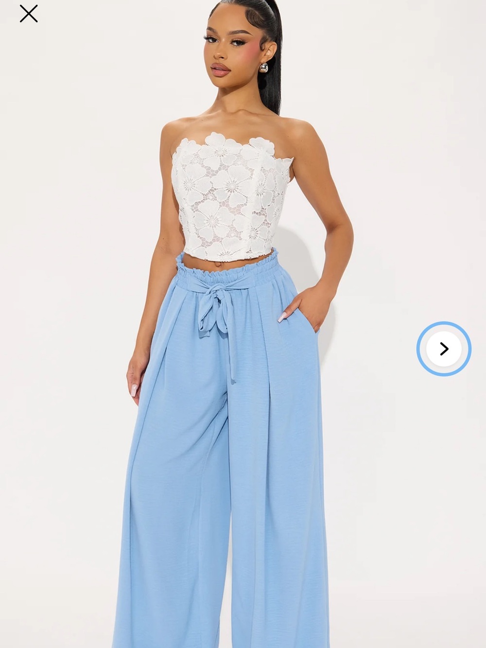 Fashion Nova Light Blue Wide Leg Pants